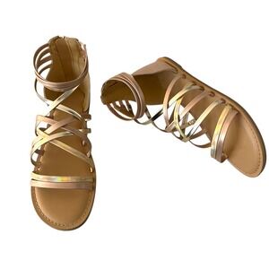 NEW Cat & Jack Gladiator Girls Size 2 Sandals Strappy Metallic Gold Rose‎